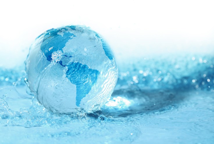 Glass globe in water